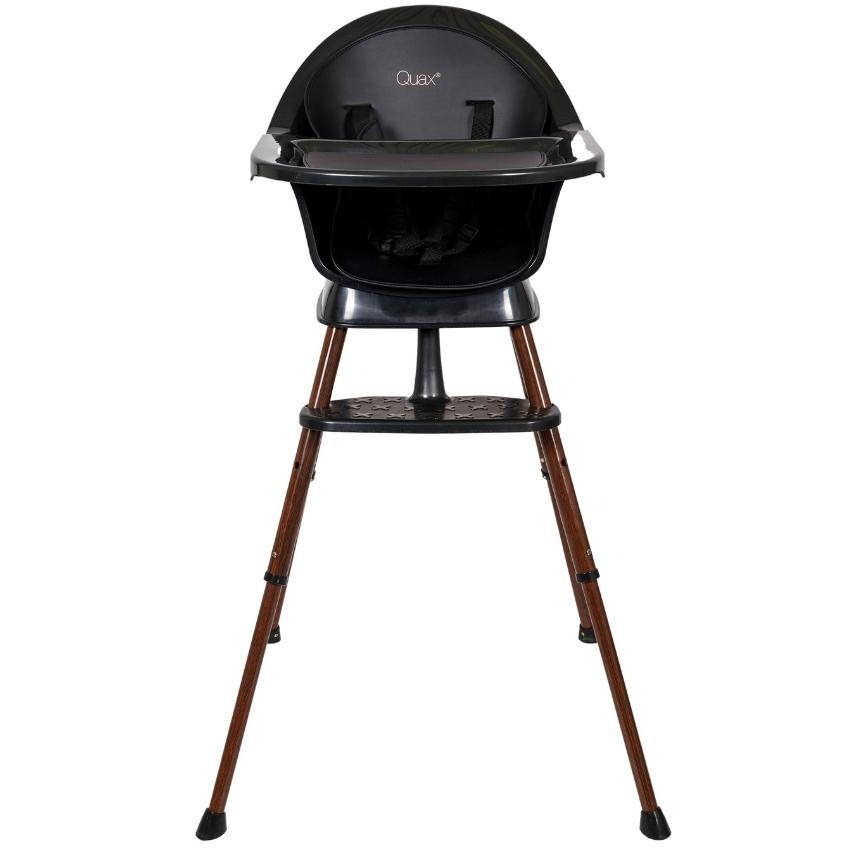 Černá plastová jídelní židlička Quax Ultimo 62 - 92 cm s ořechovou podnoží Quax
