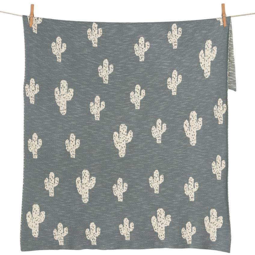 Šedá bavlněná dětská deka Quax Kaktus 100 x 80 cm Quax