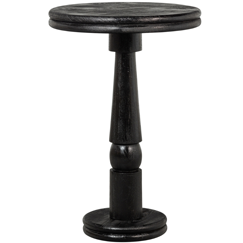 Hoorns Černý dřevěný kulatý barový stůl Nuada 70 cm Hoorns