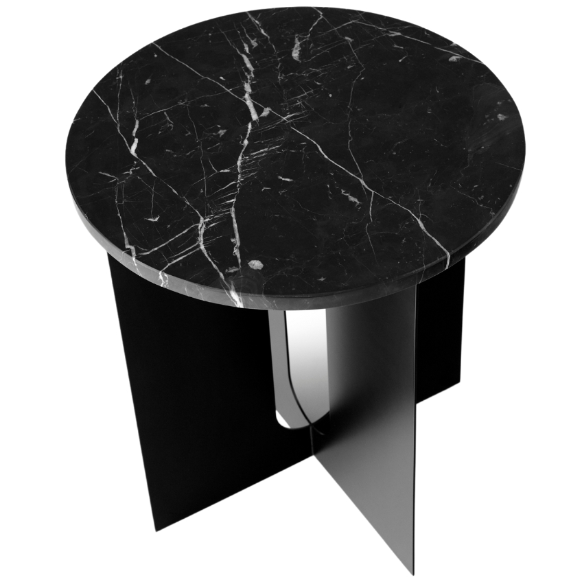 Audo Copenhagen Černý kovový odkládací stolek AUDO ANDROGYNE 40 cm s mramorovou deskou Audo Copenhagen