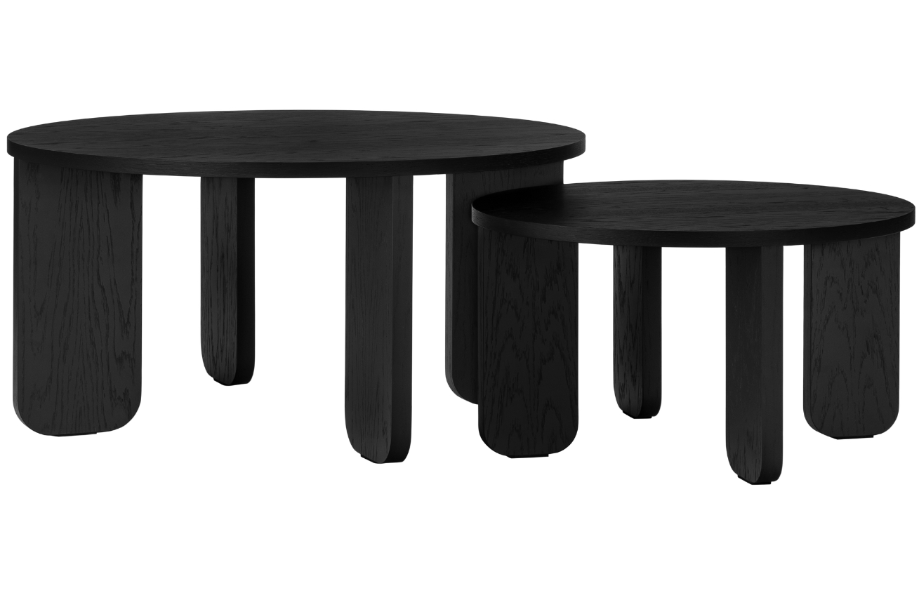 Noo.ma Set dvou černých dubových konferenčních stolků Kuvu 75/55 cm Noo.ma