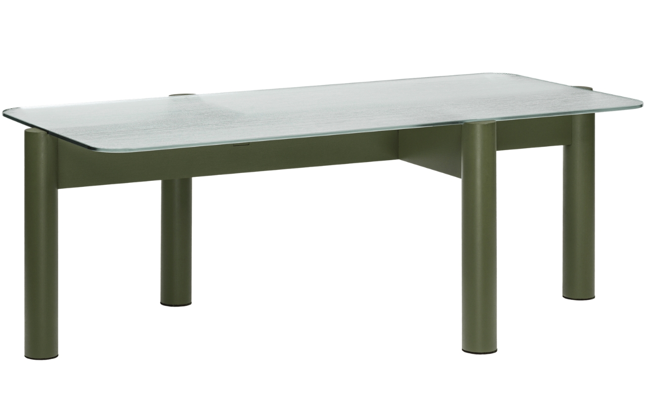 Noo.ma Skleněný konferenční stolek Kob se zelenou podnoží 116 x 61 cm Noo.ma