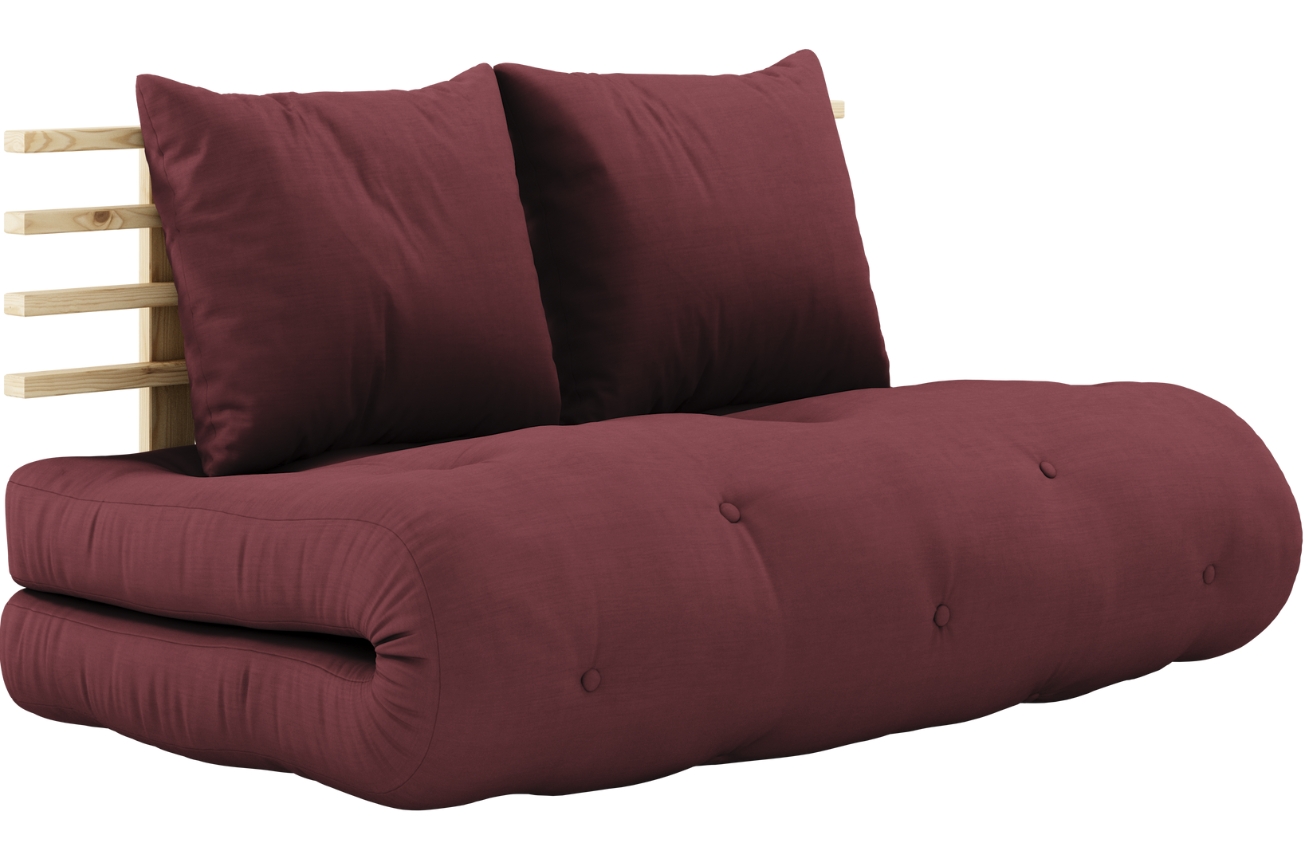 Bordově červená dvoumístná rozkládací pohovka Karup Design Shin Sano 140 cm Karup Design