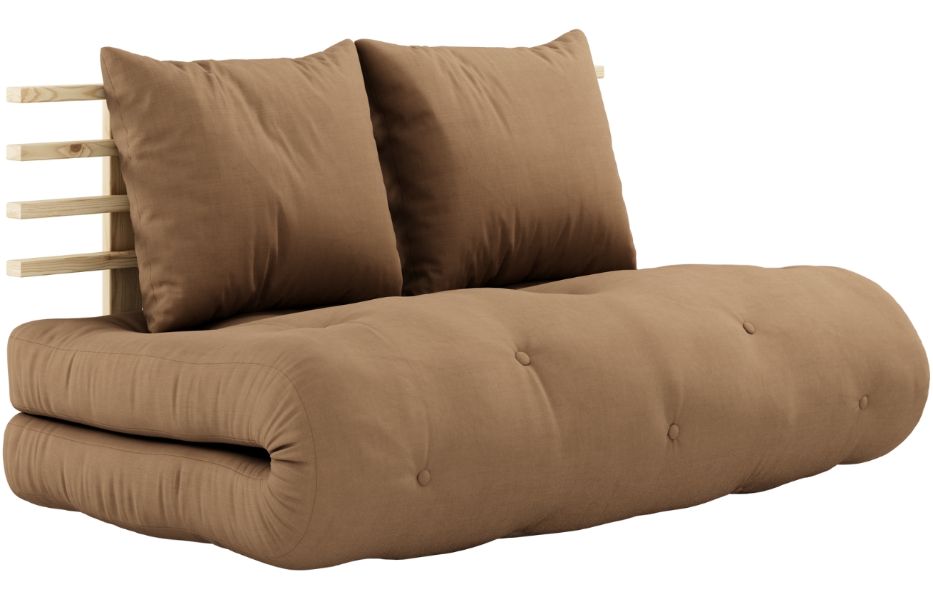 Světle hnědá dvoumístná rozkládací pohovka Karup Design Shin Sano 140 cm Karup Design