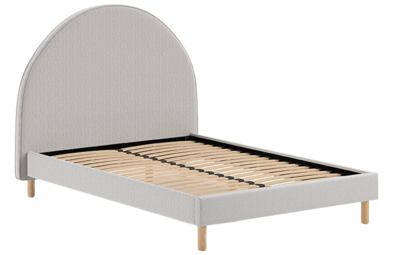 Šedá čalouněná bouclé postel Vipack Moon 140 x 200 cm Vipack