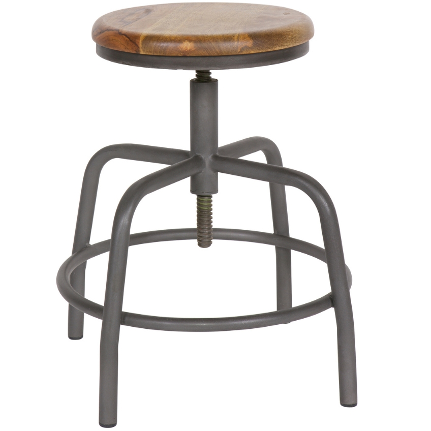 Hoorns Tmavě šedá kovová stolička Dores s dřevěným sedákem Hoorns