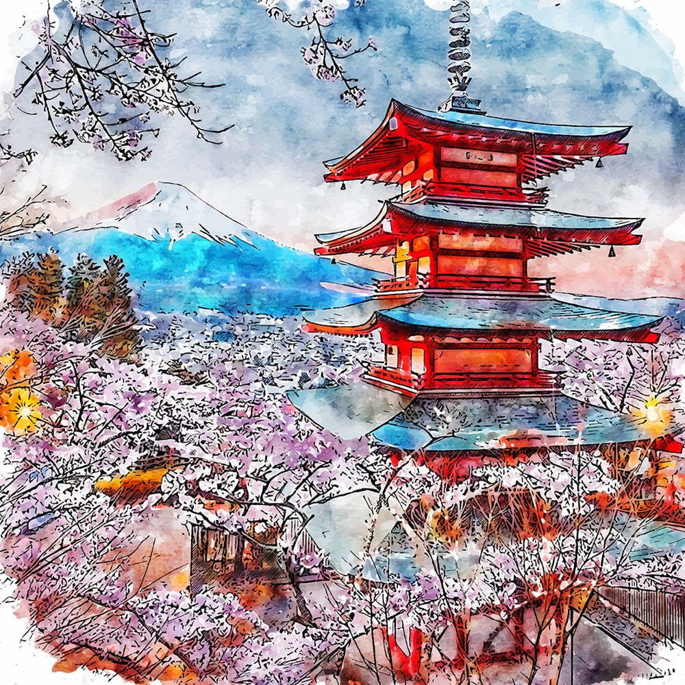 Obraz 30x30 cm Chureito Pagoda – Fedkolor Fedkolor