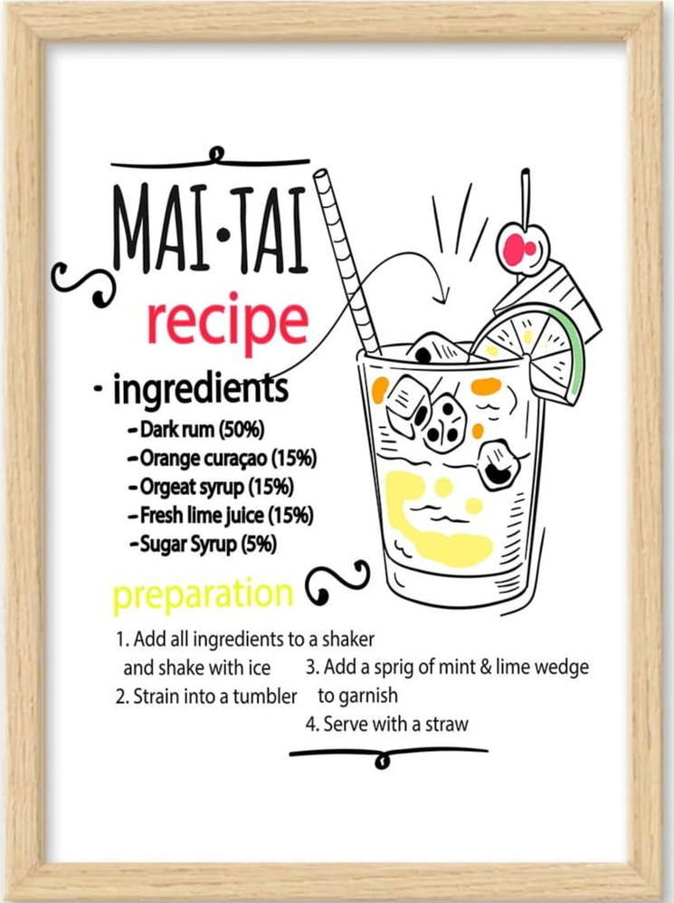 Plakát v rámu 40x55 cm Mai Tai – Wallity Wallity