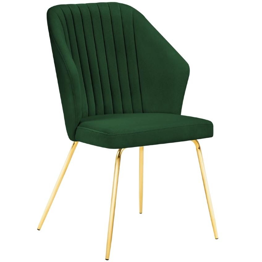 Tmavě zelená sametová jídelní židle MICADONI COBRA Micadoni