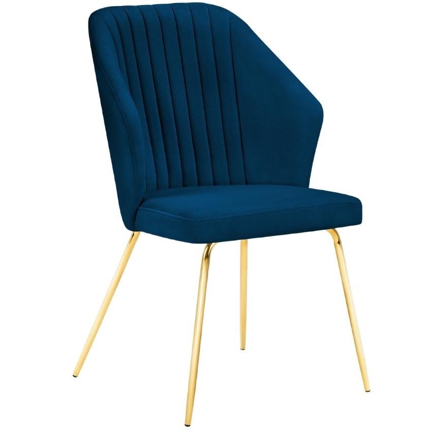 Královsky modrá sametová jídelní židle MICADONI COBRA Micadoni