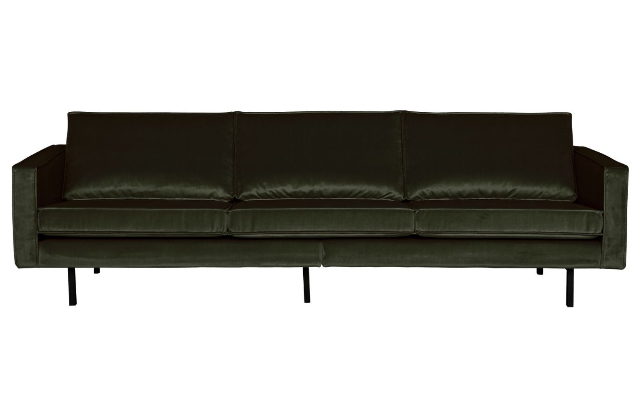 Hoorns Tmavě zelená sametová třímístná pohovka Raden 277 cm Hoorns