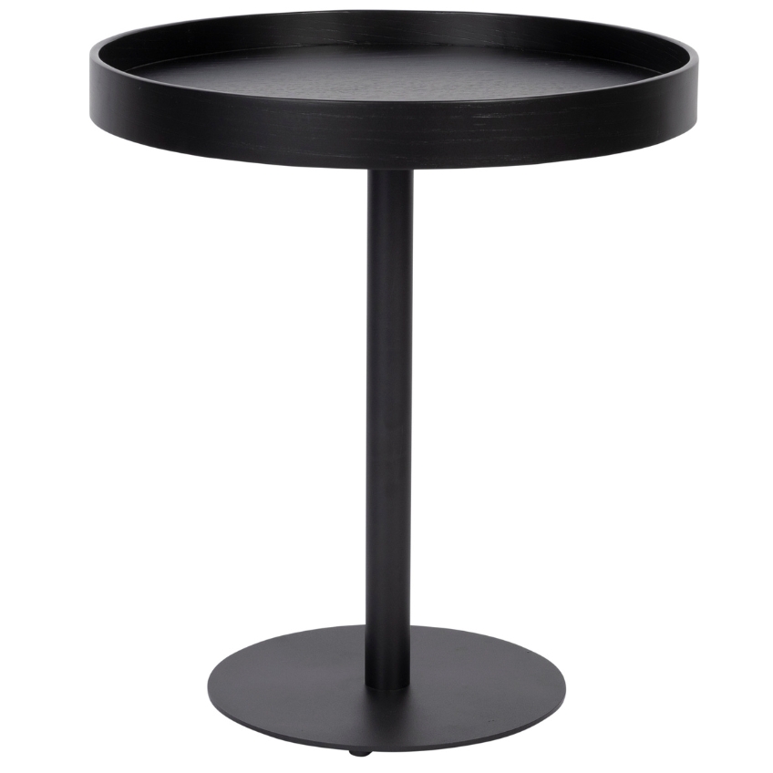 White Label Černý dřevěný odkládací stolek WLL YURI 40 cm White Label