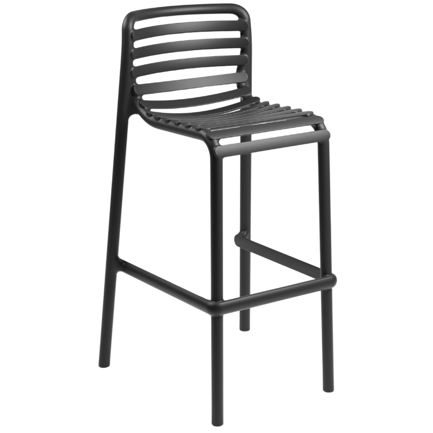 Nardi Antracitově šedá plastová zahradní barová židle Doga 75 cm Nardi
