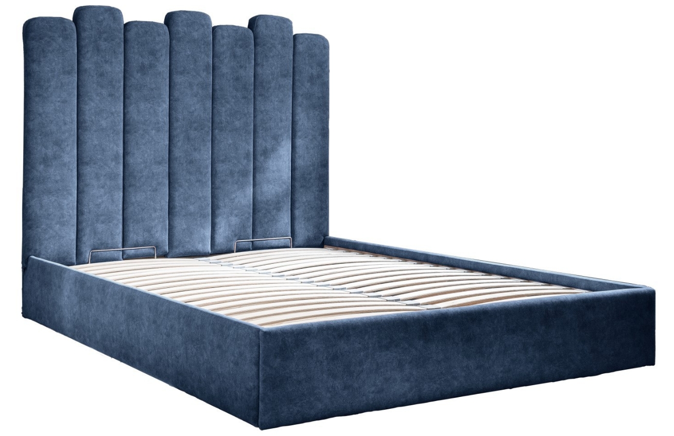 Modrá sametová dvoulůžková postel Miuform Dreamy Aurora 160 x 200 cm Miuform