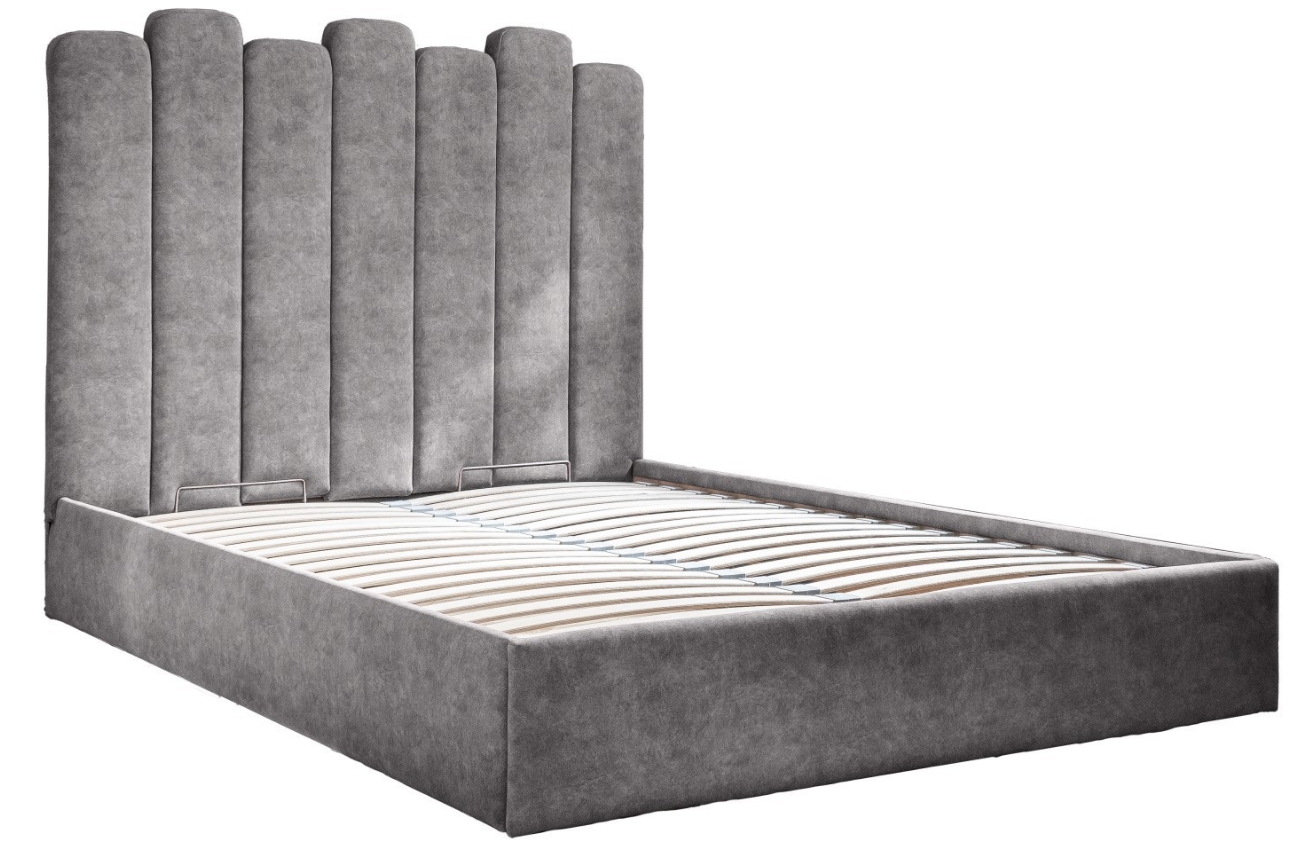 Šedá sametová dvoulůžková postel Miuform Dreamy Aurora 160 x 200 cm Miuform