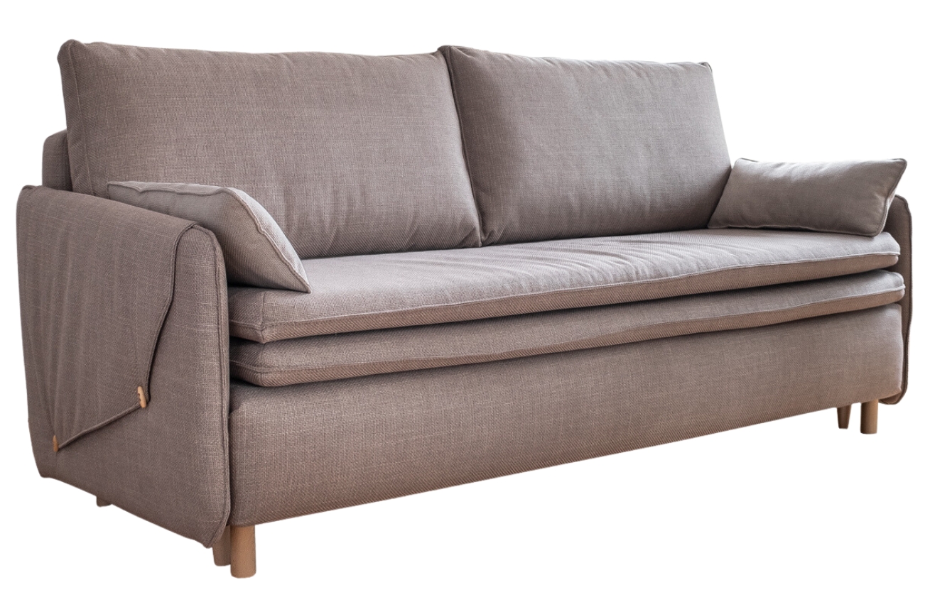 Tmavě béžová čalouněná dvoumístná rozkládací pohovka Miuform Simon 207 cm Miuform