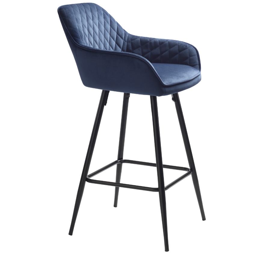 Modrá sametová barová židle Unique Furniture Milton 67 cm Unique Furniture