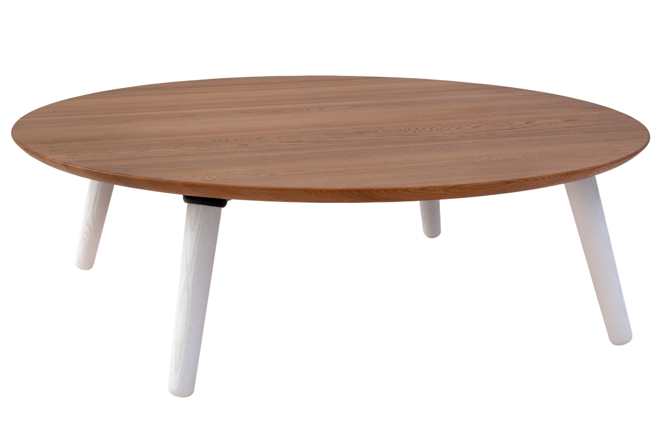 Dřevěný konferenční stolek RAGABA CONTRAST SLICE 100 cm s bílou podnoží Ragaba
