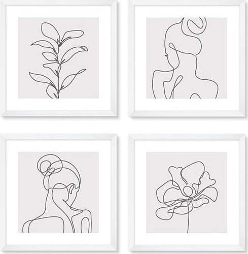 Sada plakátů v rámu 4 ks 32x32 cm knor