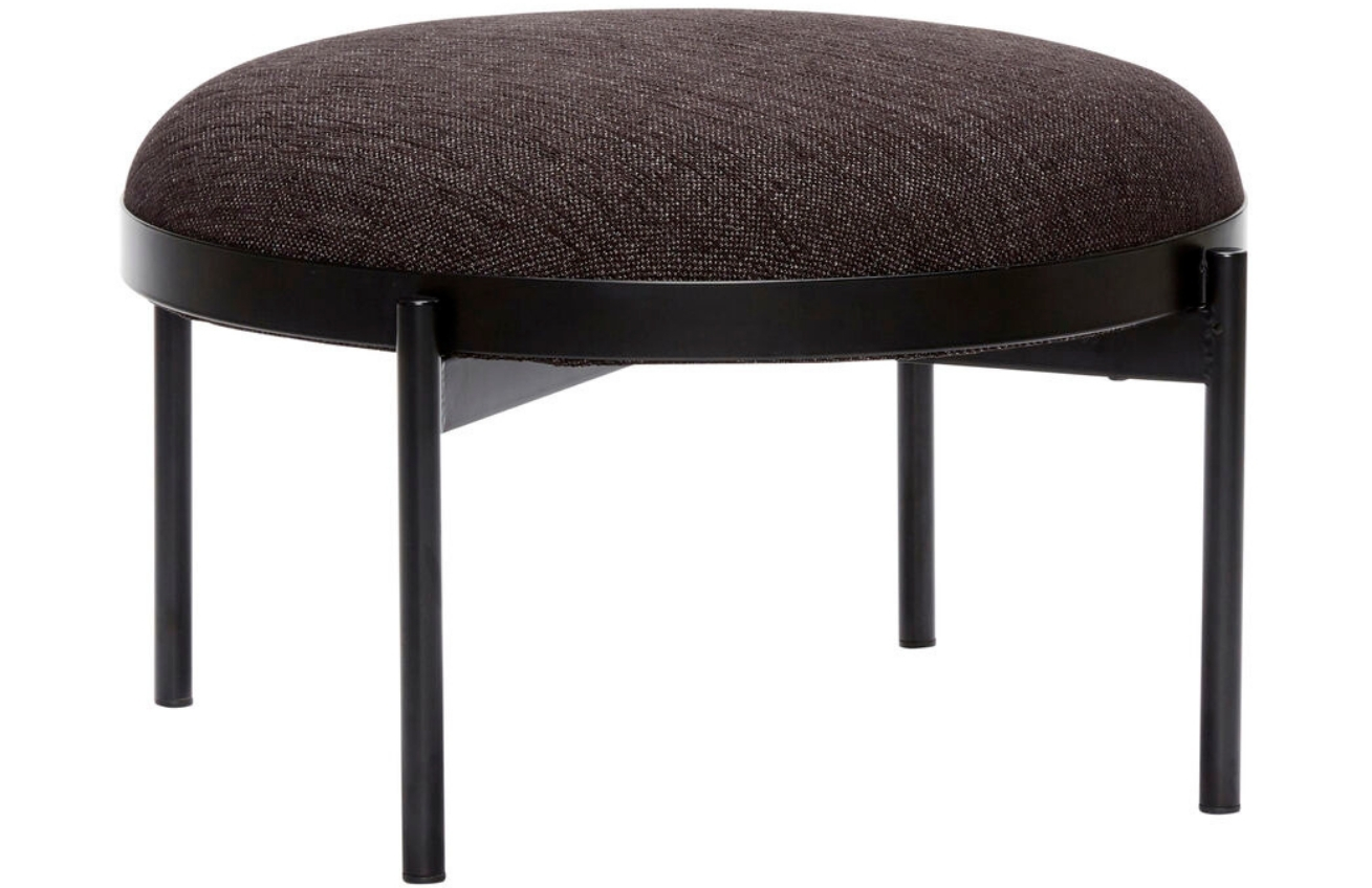 Antracitově šedý čalouněný taburet Hübsch Sadler 65 cm Hübsch