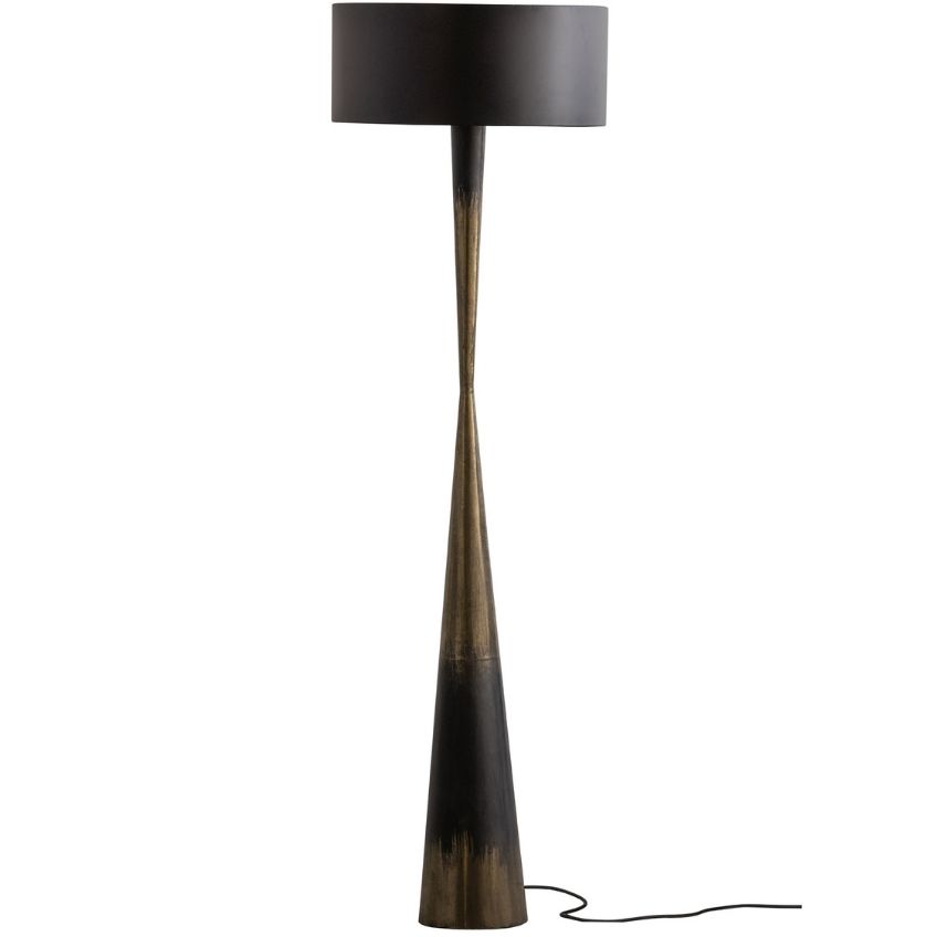 Hoorns Černo zlatá kovová stojací lampa Bessie 151 cm Hoorns