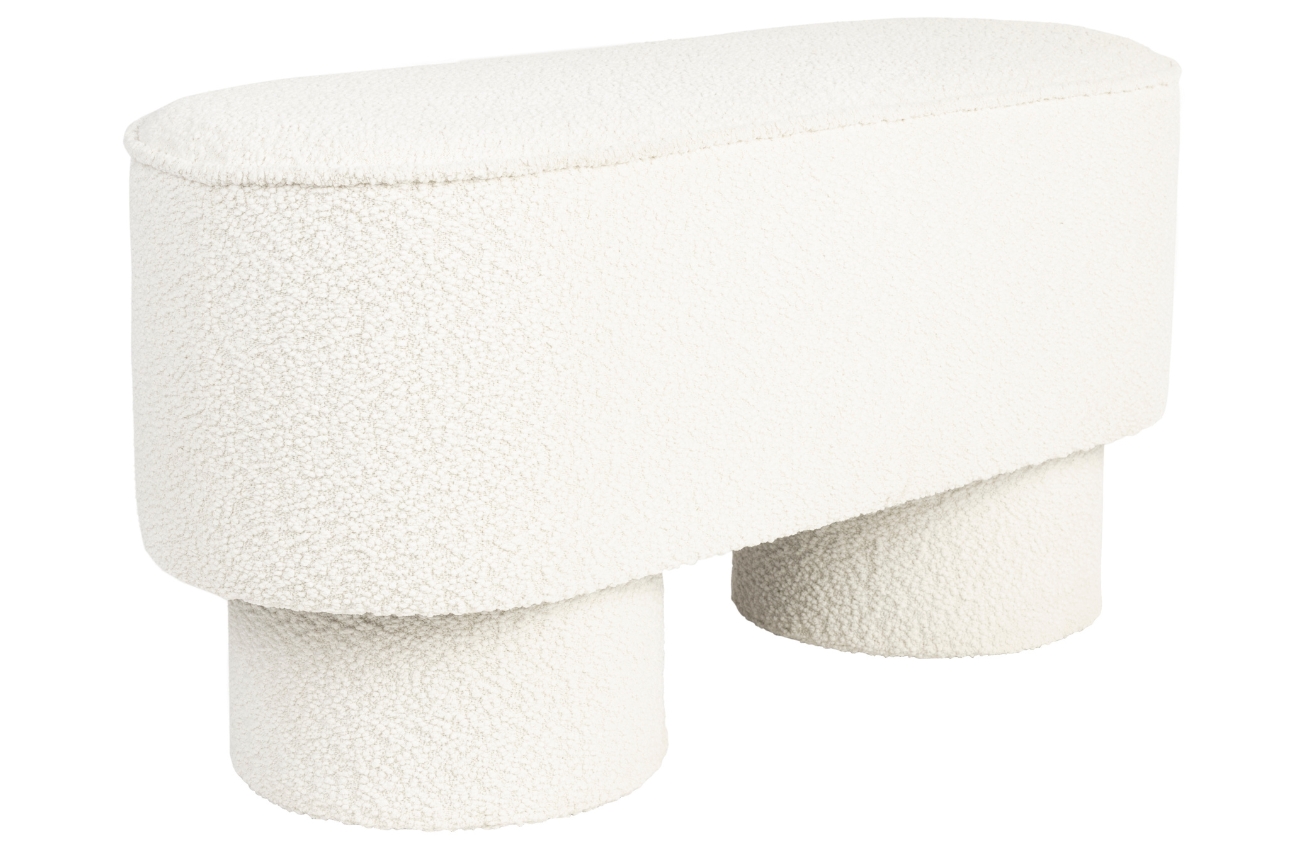 White Label Bílá bouclé lavice WLL MARCOS 93 cm White Label