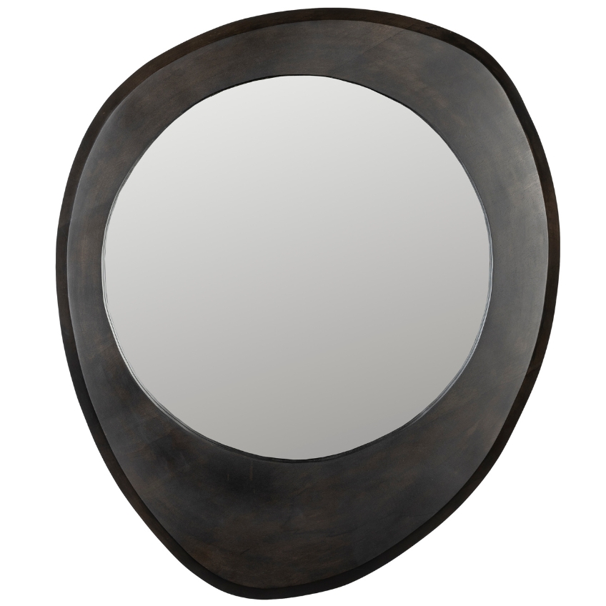 Černé dřevěné závěsné zrcadlo DUTCHBONE AREN M Dutchbone
