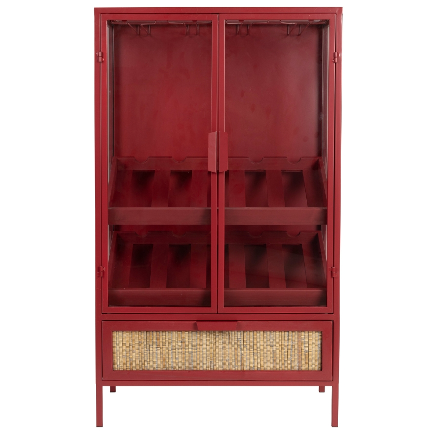 Červená dřevěná vinotéka DUTCHBONE MORI 130 x 61 cm Dutchbone