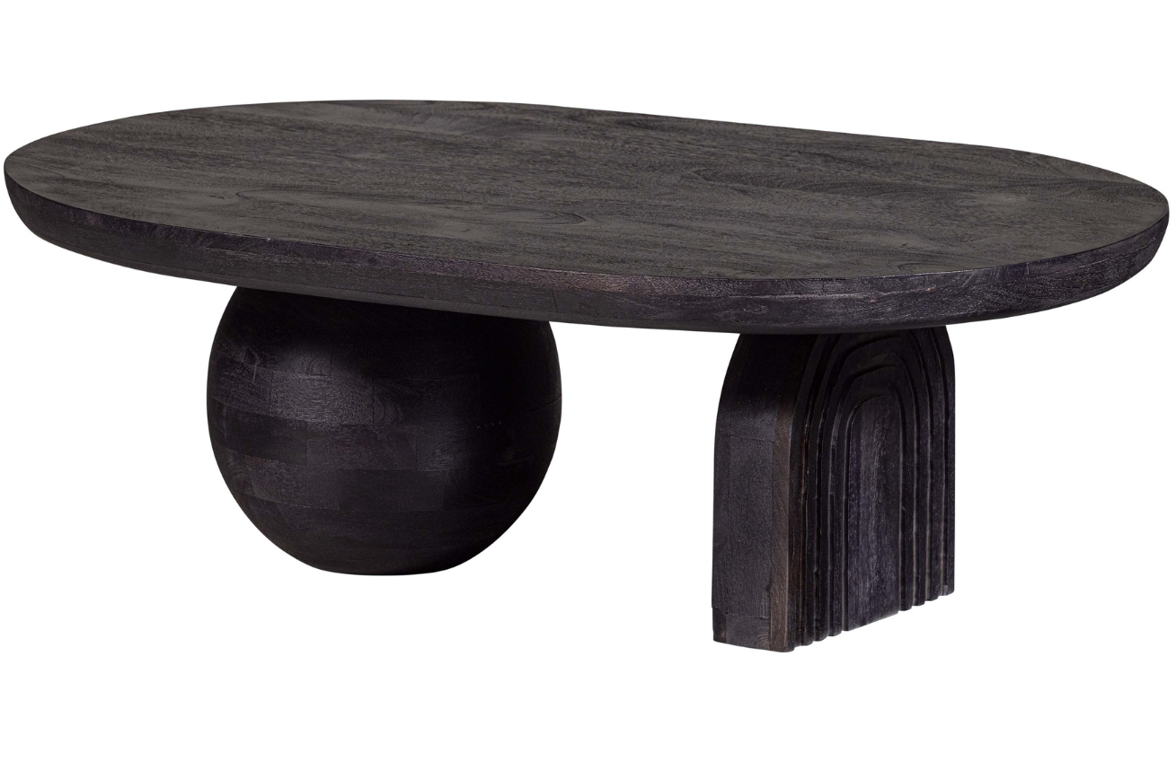Hoorns Černý dřevěný konferenční stolek Mao 110 x 72 cm Hoorns