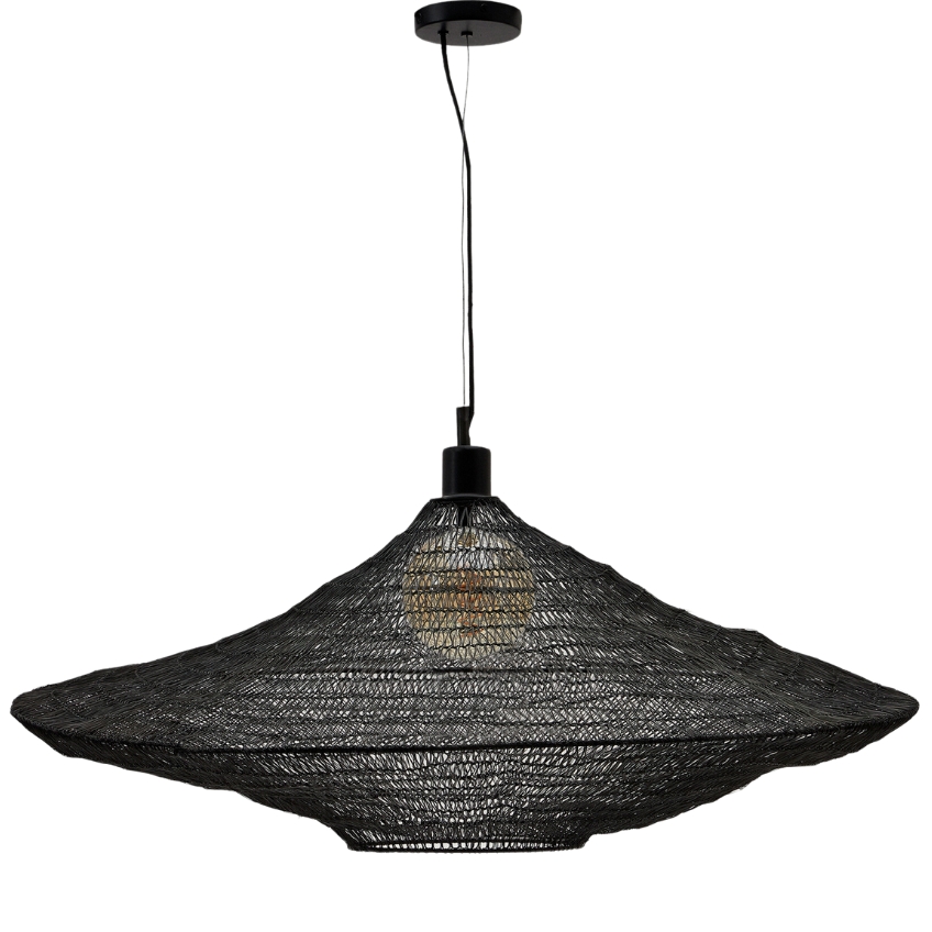 Černé kovové závěsné světlo Kave Home Makai 87 cm Kave Home