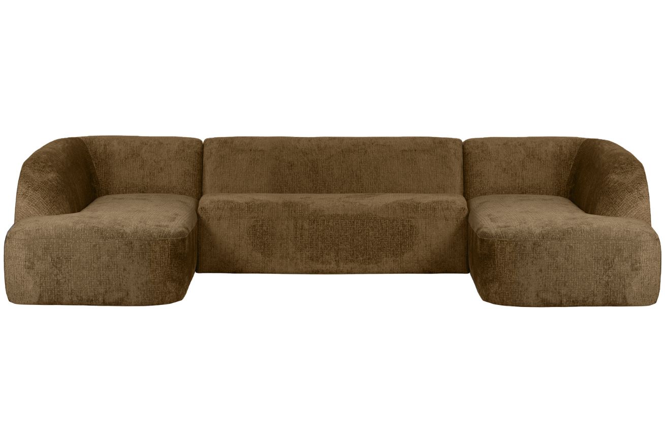 Hoorns Tmavě hnědá čalouněná rohová pohovka do "U" Amir 339 cm Hoorns