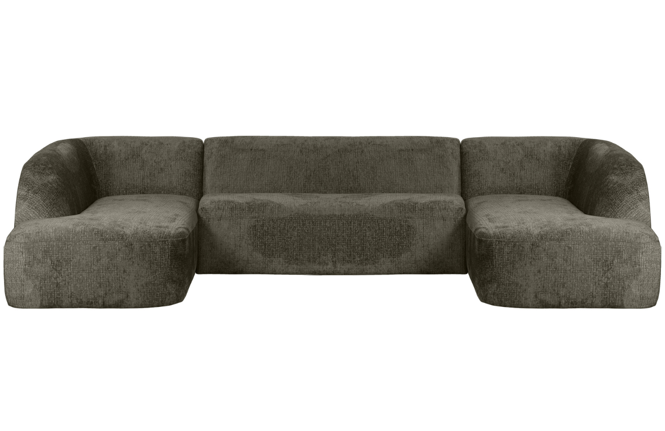 Hoorns Světle černá čalouněná rohová pohovka do "U" Amir 339 cm Hoorns