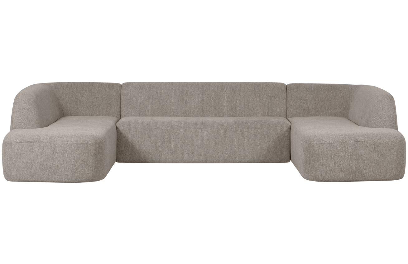 Hoorns Šedá čalouněná rohová pohovka do "U" Amir 339 cm Hoorns