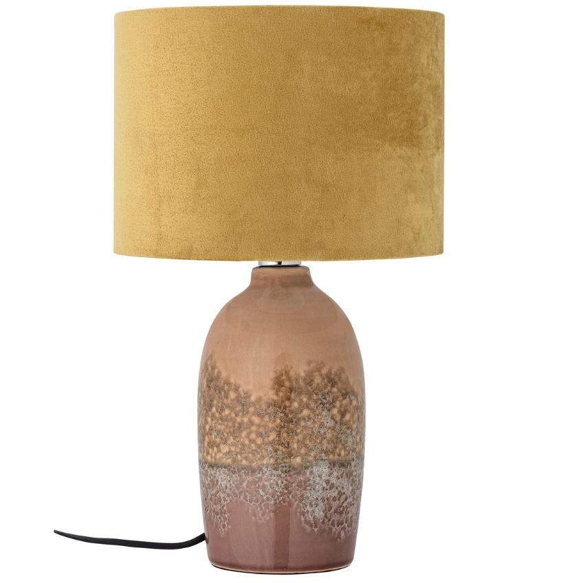 Růžová kameninová stolní lampa Bloomingville Keisha s látkovým stínidlem Bloomingville
