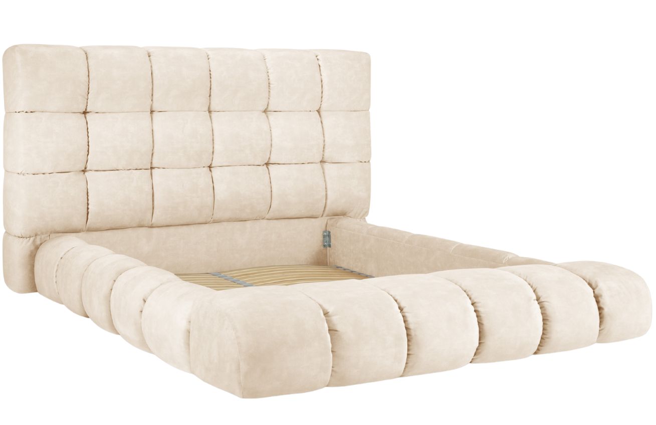 Béžová sametová dvoulůžková postel MICADONI Carter 160 x 200 cm Micadoni