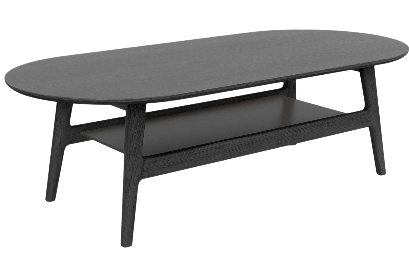 Černý dubový konferenční stolek Woodman Curved 130 x 60 cm Woodman