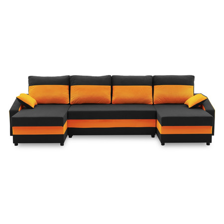 Velká rozkládací sedací souprava SPARTA PLUS COLOR Černá + oranžová