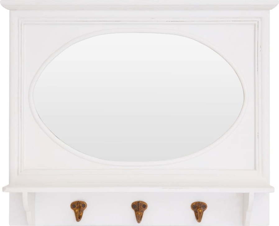 Nástěnné zrcadlo v bílém rámu s 3 háčky Premier Housewares Premier Housewares