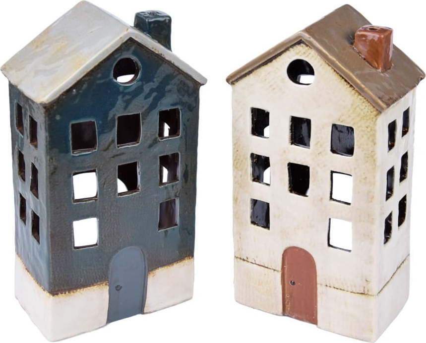 Sada 2 keramických svícnů ve tvaru domečku Ego Dekor