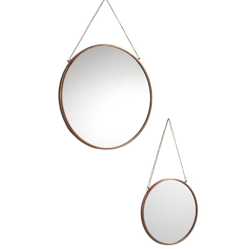 Set dvou měděných závěsných zrcadel Kave Home Icon 26/41 cm Kave Home