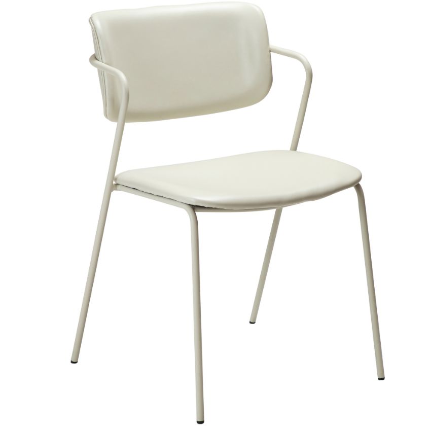 ​​​​​Dan-Form Krémově bílá koženková jídelní židle DAN-FORM Zed s bílou podnoží ​​​​​Dan-Form