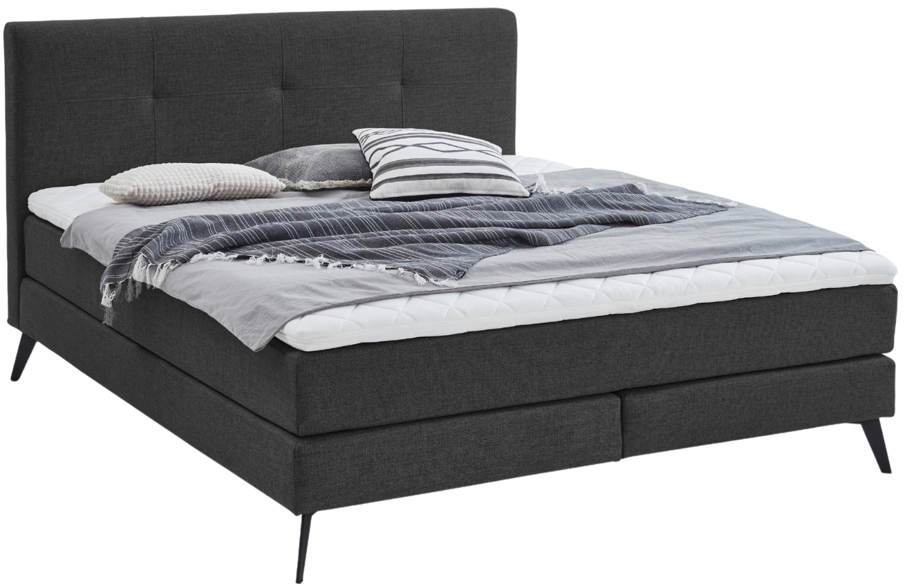 Antracitově šedá látková dvoulůžková postel Meise Möbel Ancona 180 x 200 cm