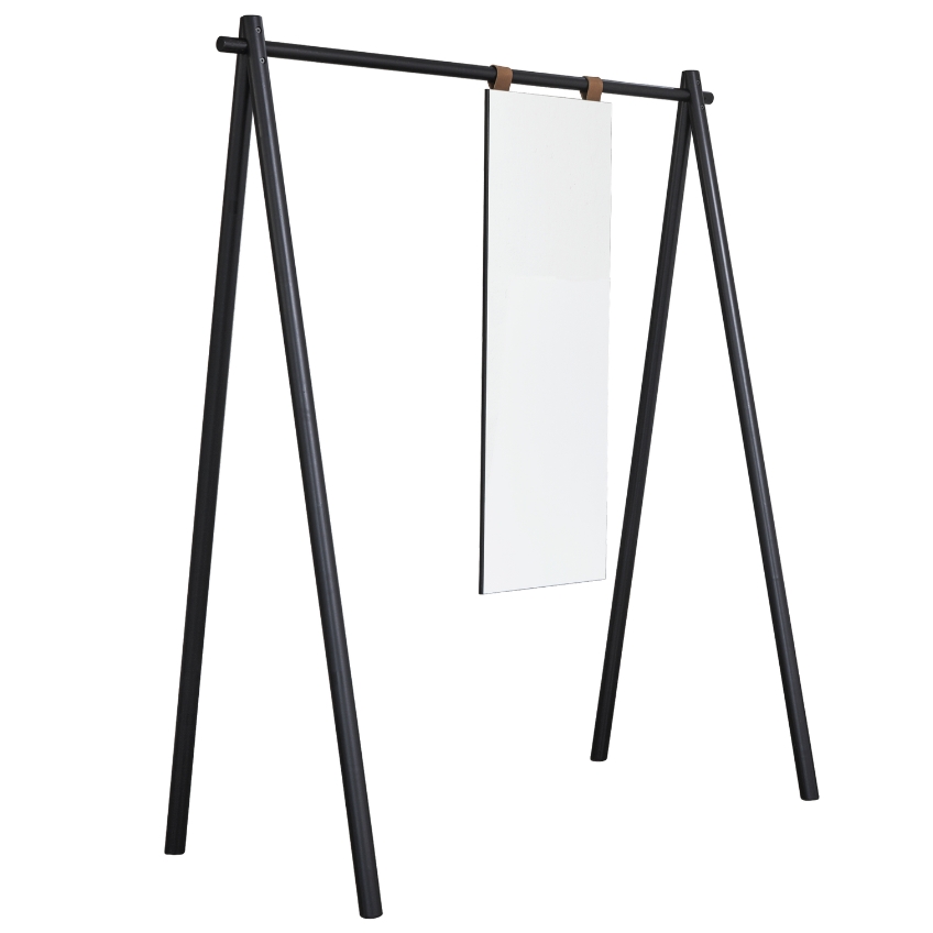 Černý dřevěný věšák Karup Design Hongi se zrcadlem 150 cm Karup Design