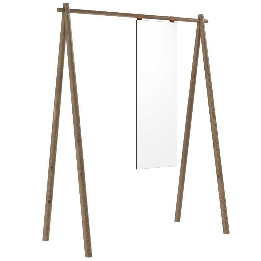 Hnědý dřevěný věšák Karup Design Hongi se zrcadlem 150 cm Karup Design