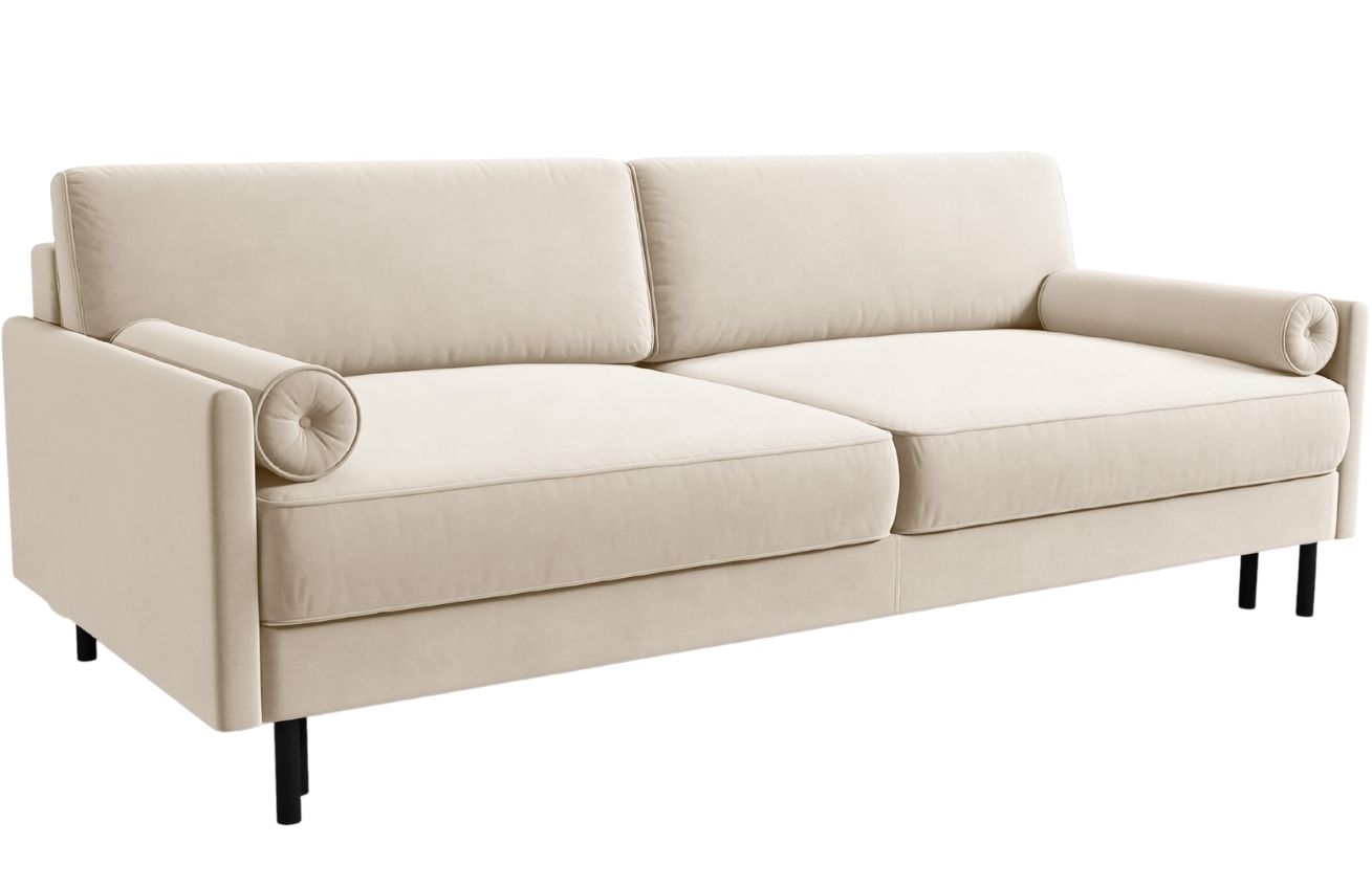 Micadoni Béžová sametová trojmístná rozkládací pohovka MIDACONI Scott 212 cm Micadoni