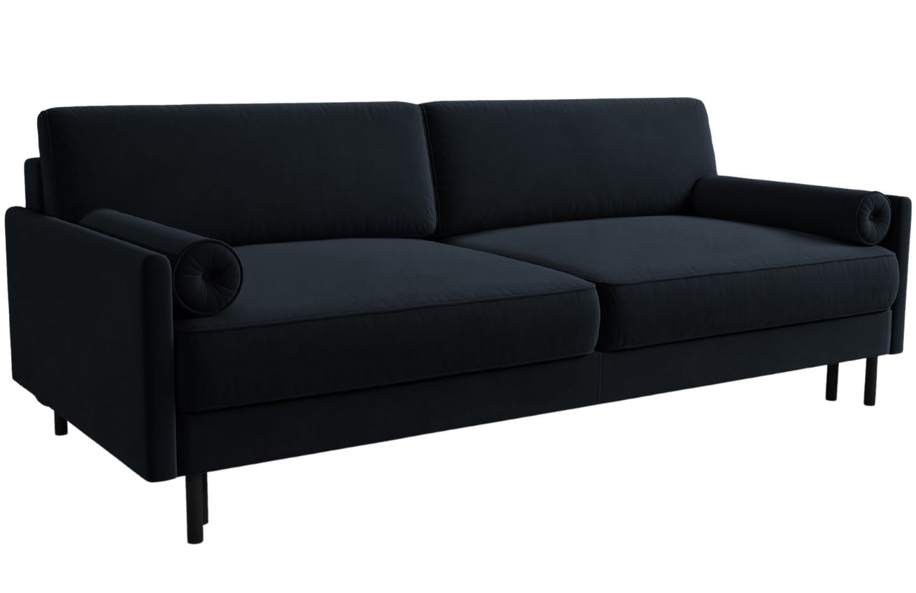 Micadoni Tmavě modrá sametová trojmístná rozkládací pohovka MIDACONI Scott 212 cm Micadoni