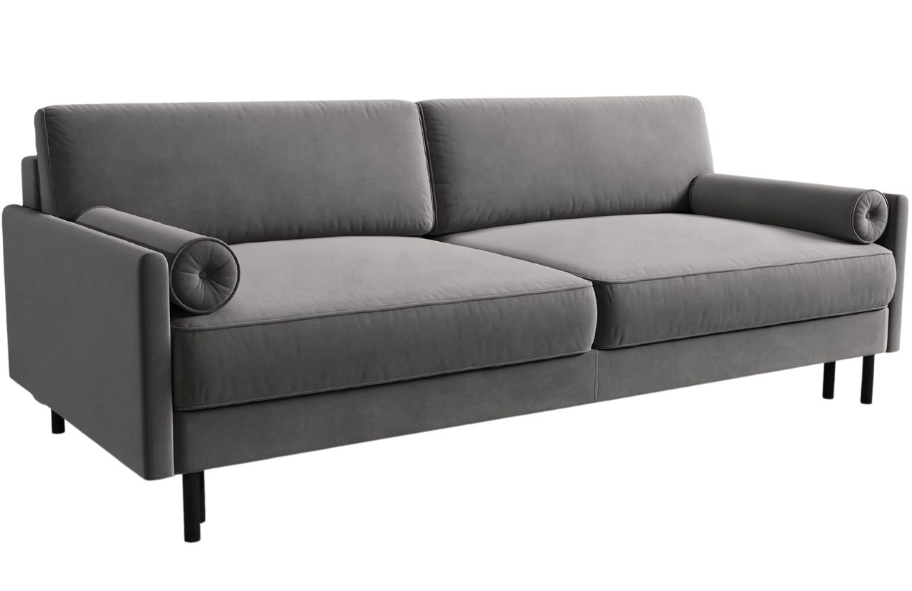 Micadoni Světle šedá sametová trojmístná rozkládací pohovka MIDACONI Scott 212 cm Micadoni