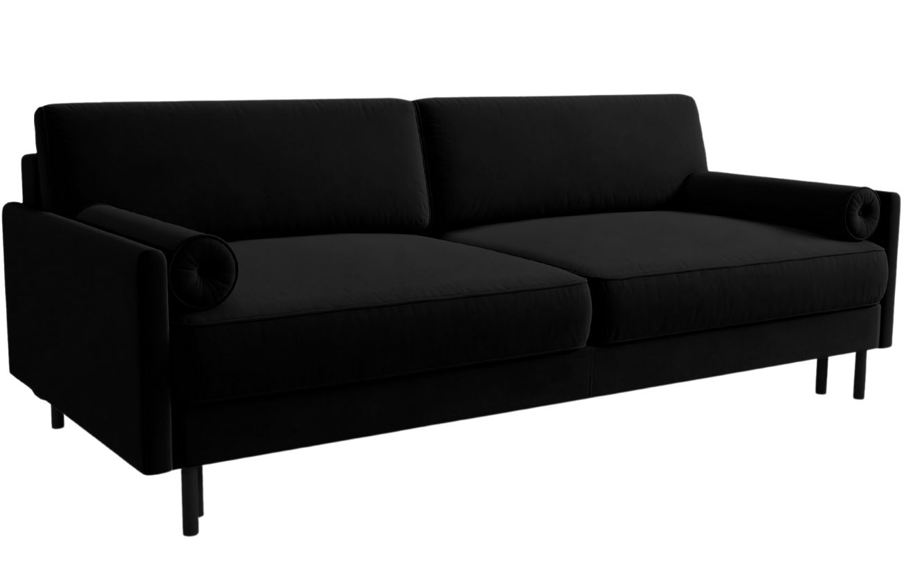 Micadoni Černá sametová trojmístná rozkládací pohovka MIDACONI Scott 212 cm Micadoni