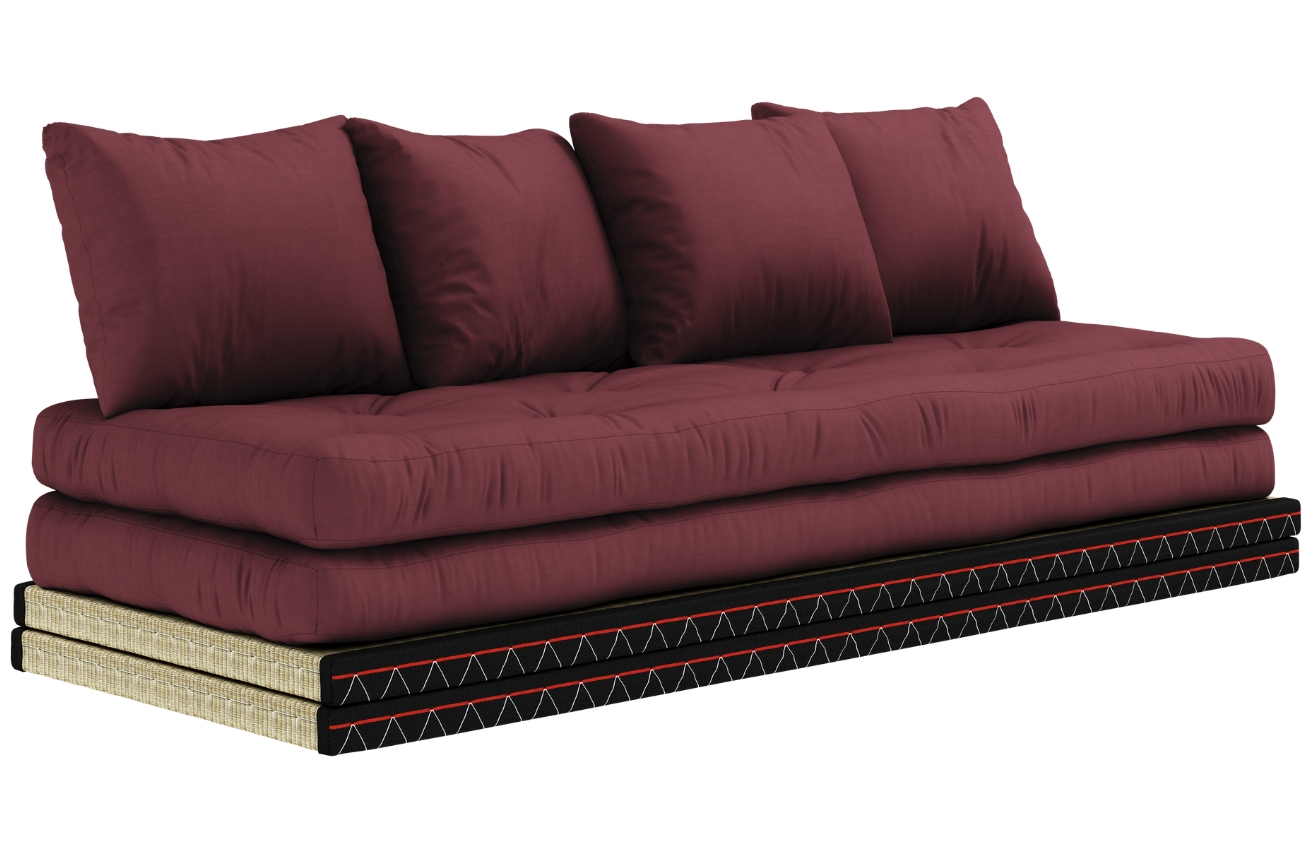 Bordově červená trojmístná rozkládací pohovka Karup Design Chico 200 cm Karup Design