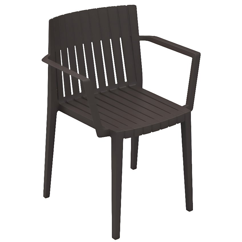 VONDOM Tmavě hnědá plastová zahradní židle SPRITZ s područkami VONDOM